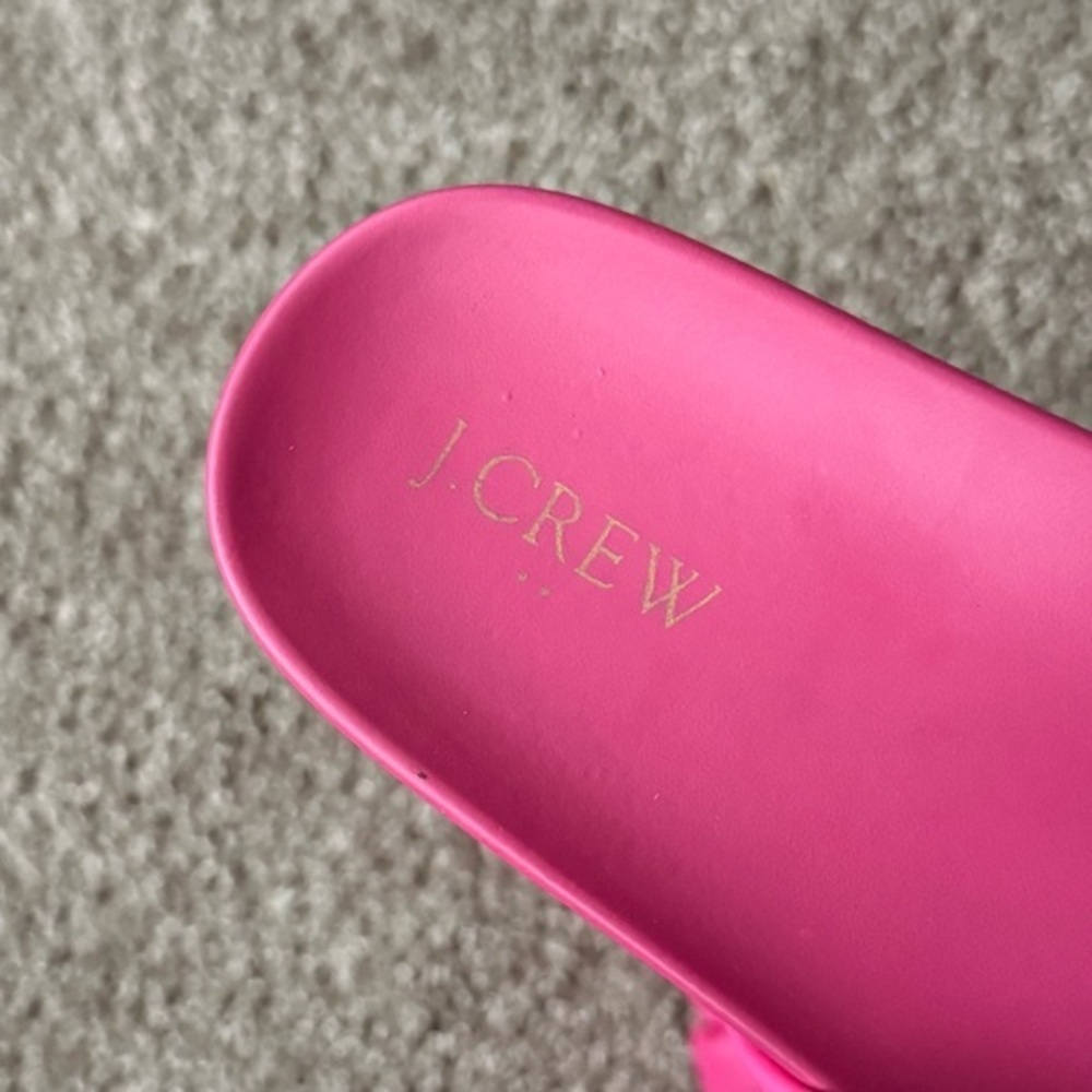 J Crew Factory Pink Cross Strap Pool Slides Sandals Sz 9 New With Tags Barbie - Picture 7 of 8